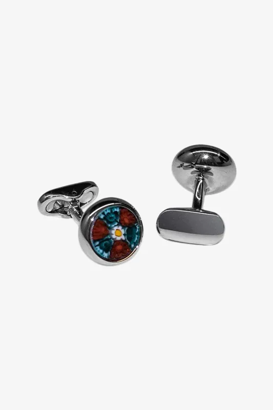 Cufflinks - Blue & Red Murano Glass sold by Anthony Squires