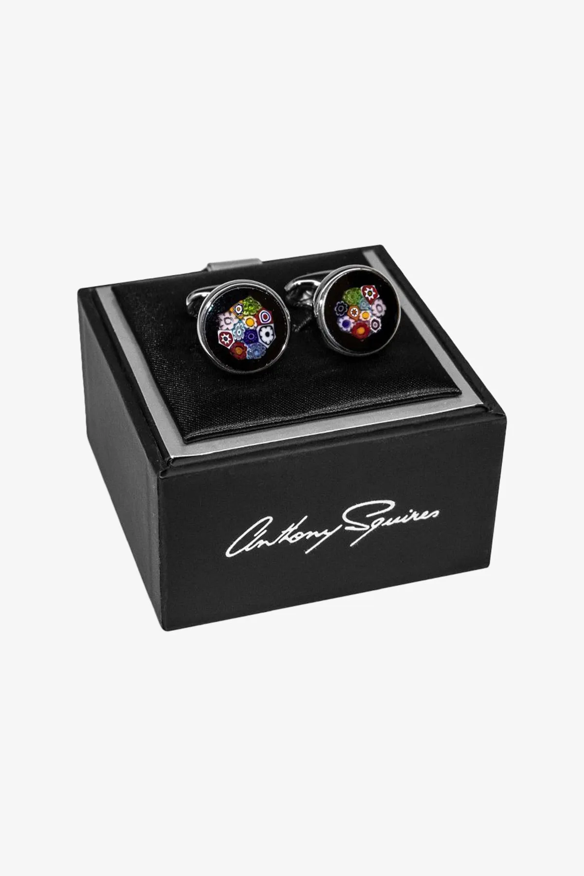 Cufflinks - Black & Multicolour Murano Glass sold by Anthony Squires product image thumbnail 3