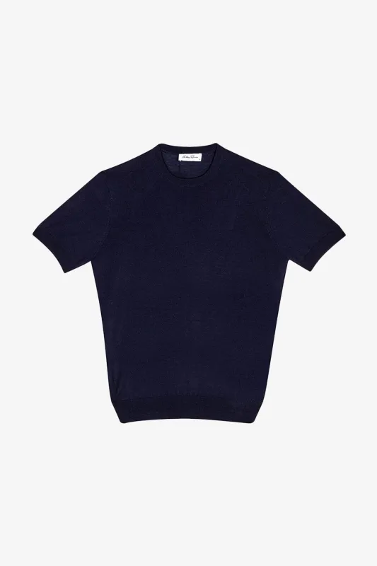 Amari - Navy Knitted T-shirt sold by Anthony Squires