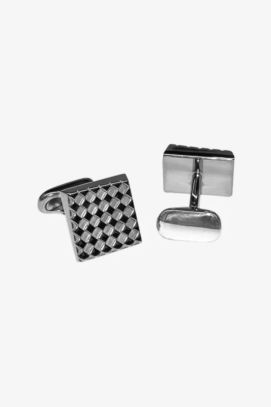 Cufflinks - Silver Square Checkerboard sold by Anthony Squires