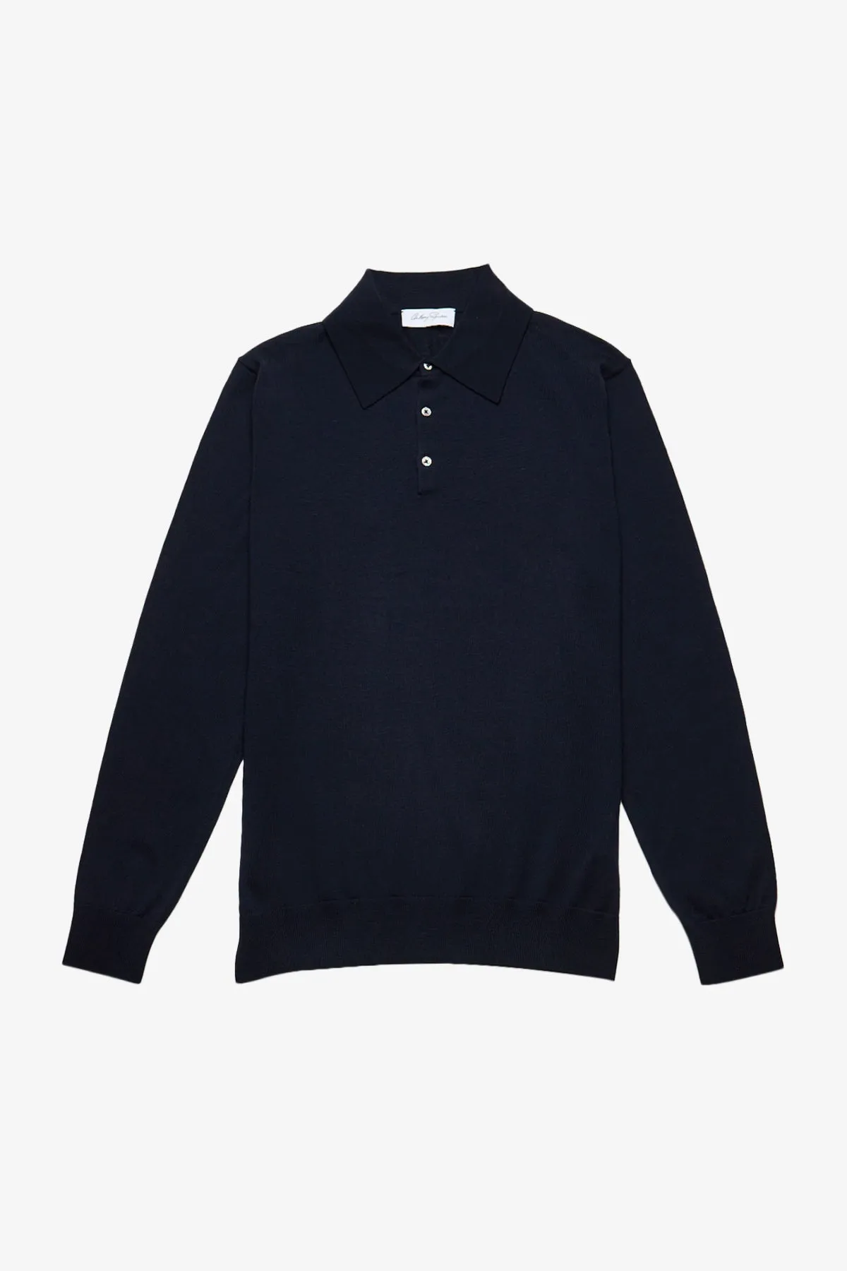 Kelvin navy L/S knit polo sold by Anthony Squires