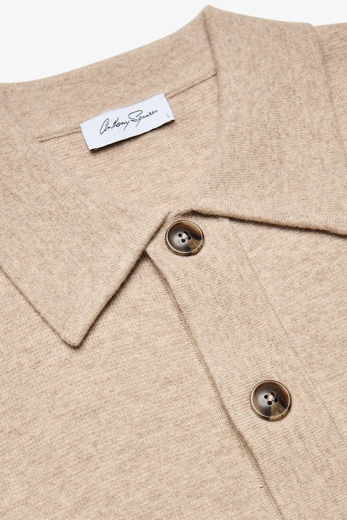 Heavy weight fawn cashmere blend cardigan sold by Anthony Squires product image thumbnail 2