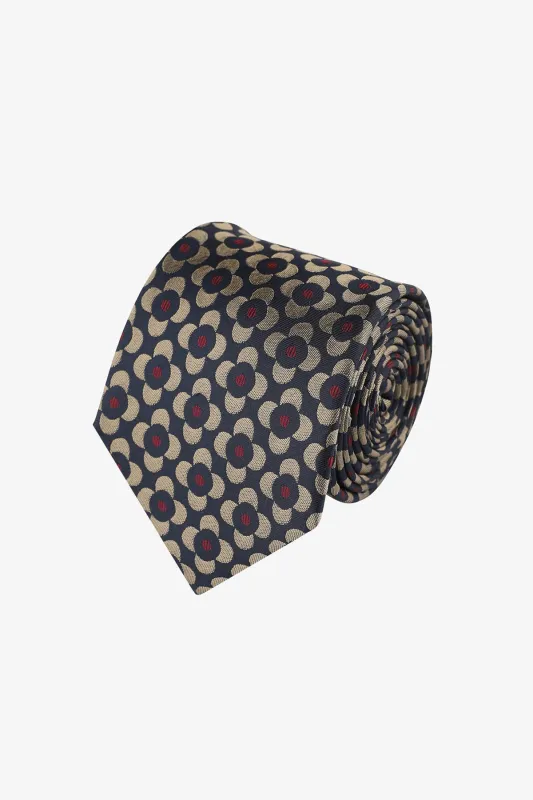 Tie - Navy with bronze florals sold by Anthony Squires