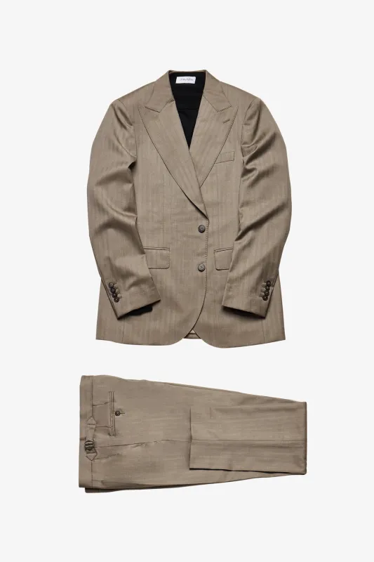 Andre Super 130's tobacco herringbone sold by Anthony Squires