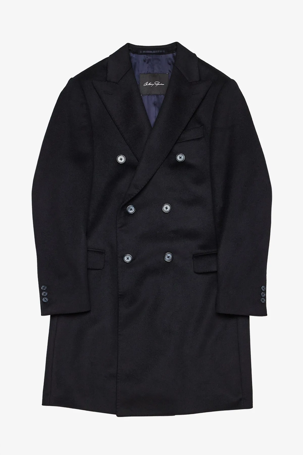Elroy - Navy Double Breasted Overcoat sold by Anthony Squires