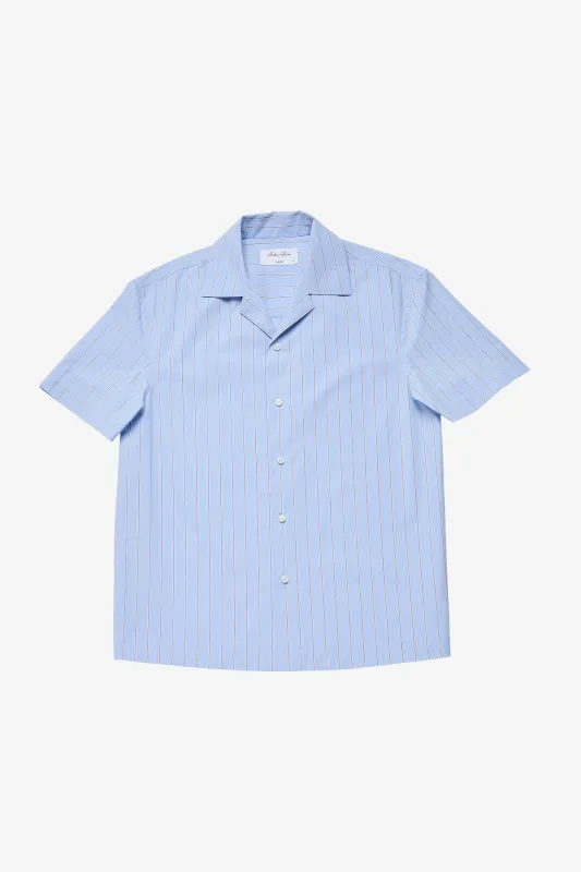 Ly blue stripe poplin  S/S shirt sold by Anthony Squires