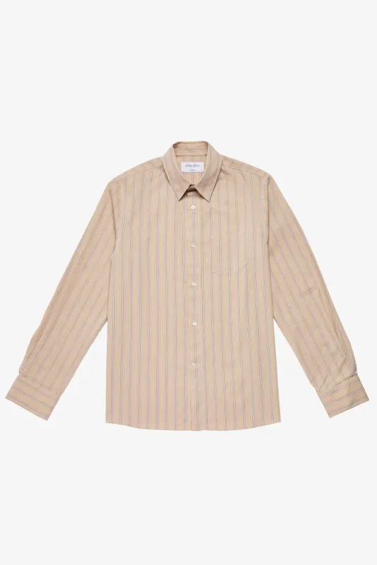 Frederic beige stripe poplin shirt sold by Anthony Squires