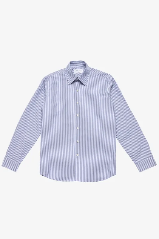 Quy blue twill stripe shirt sold by Anthony Squires
