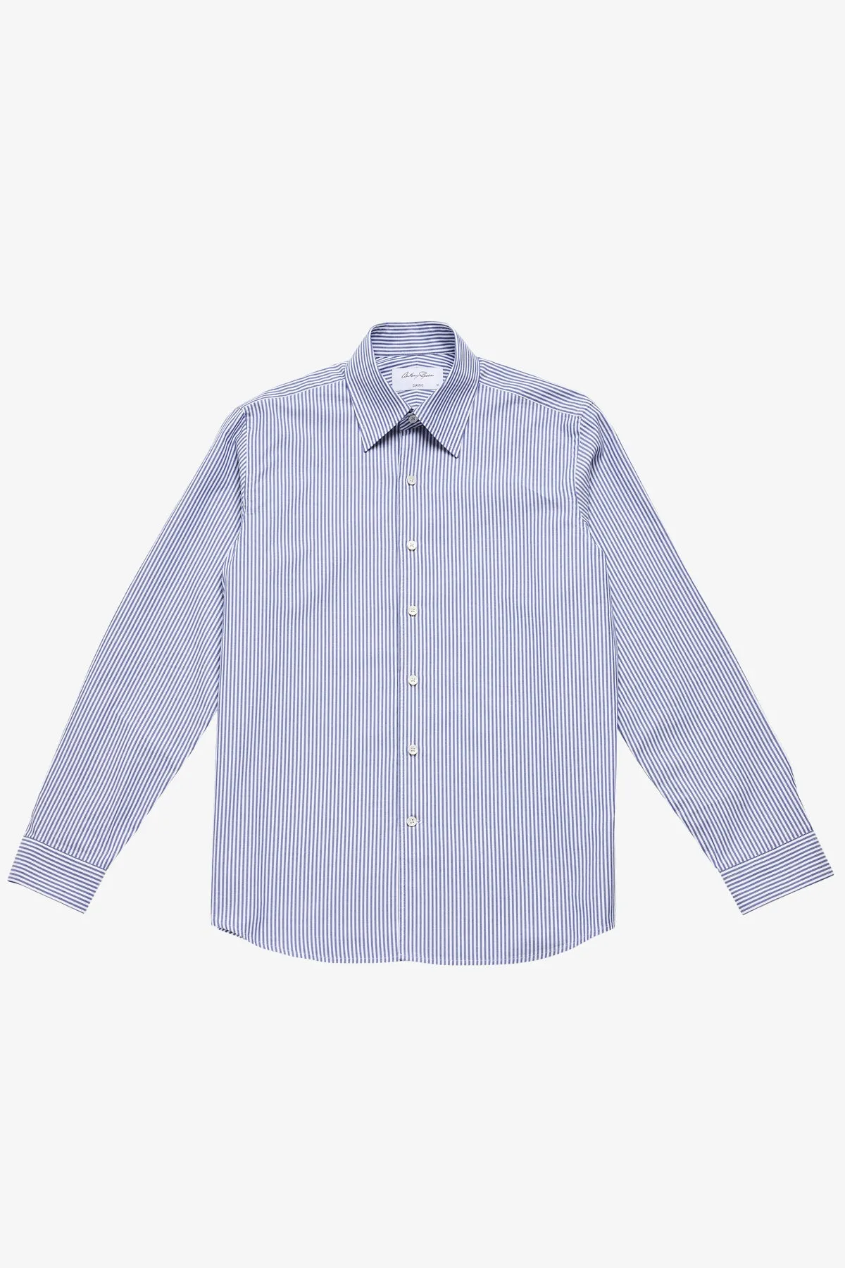 Quy blue twill stripe shirt sold by Anthony Squires