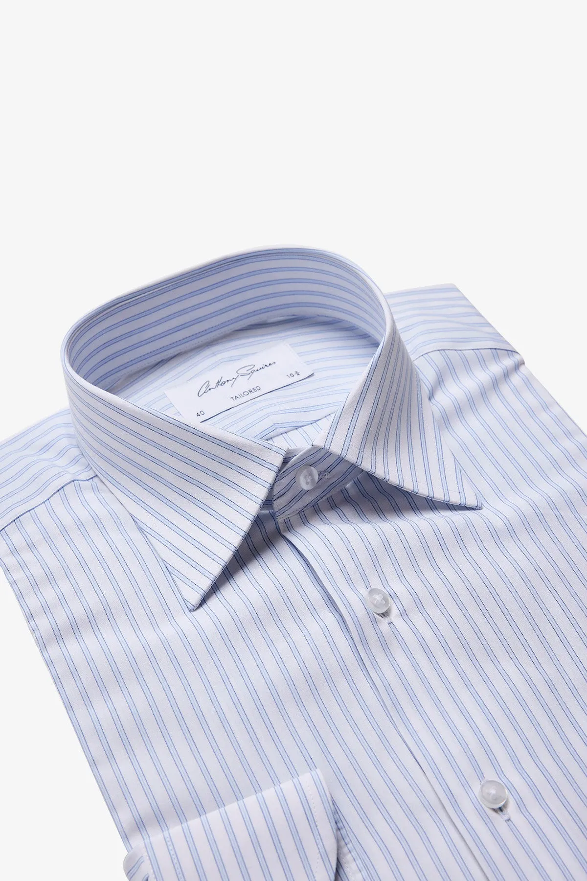 Norris formal shirt - blue stripe sold by Anthony Squires product image thumbnail 2