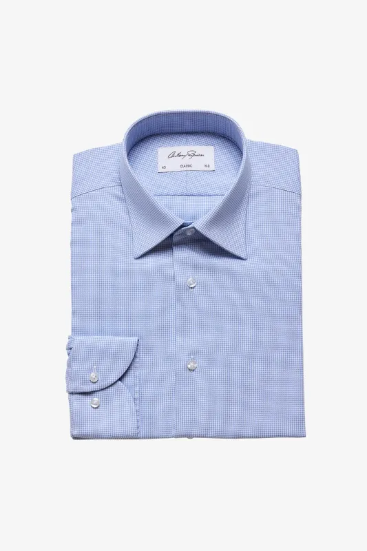 Gus formal shirt - blue houndstooth sold by Anthony Squires