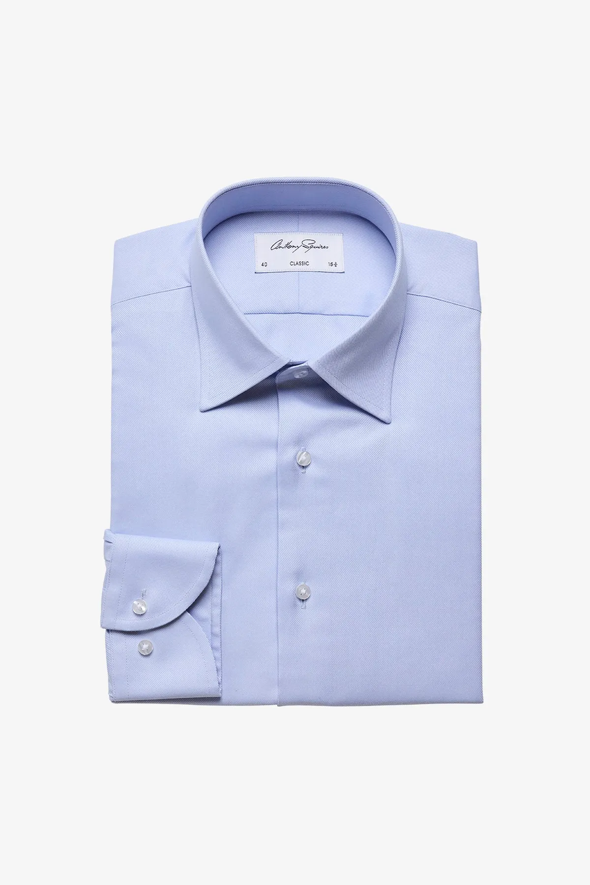 Gus formal shirt - blue twill sold by Anthony Squires