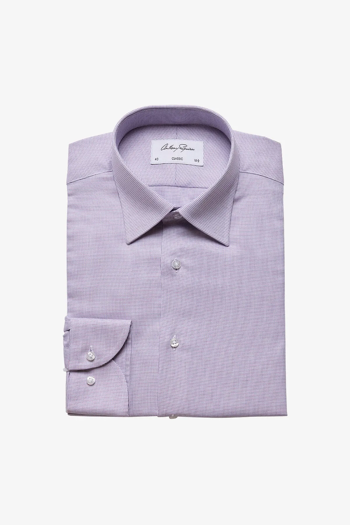 Gus formal shirt - pink/blue microdesign sold by Anthony Squires