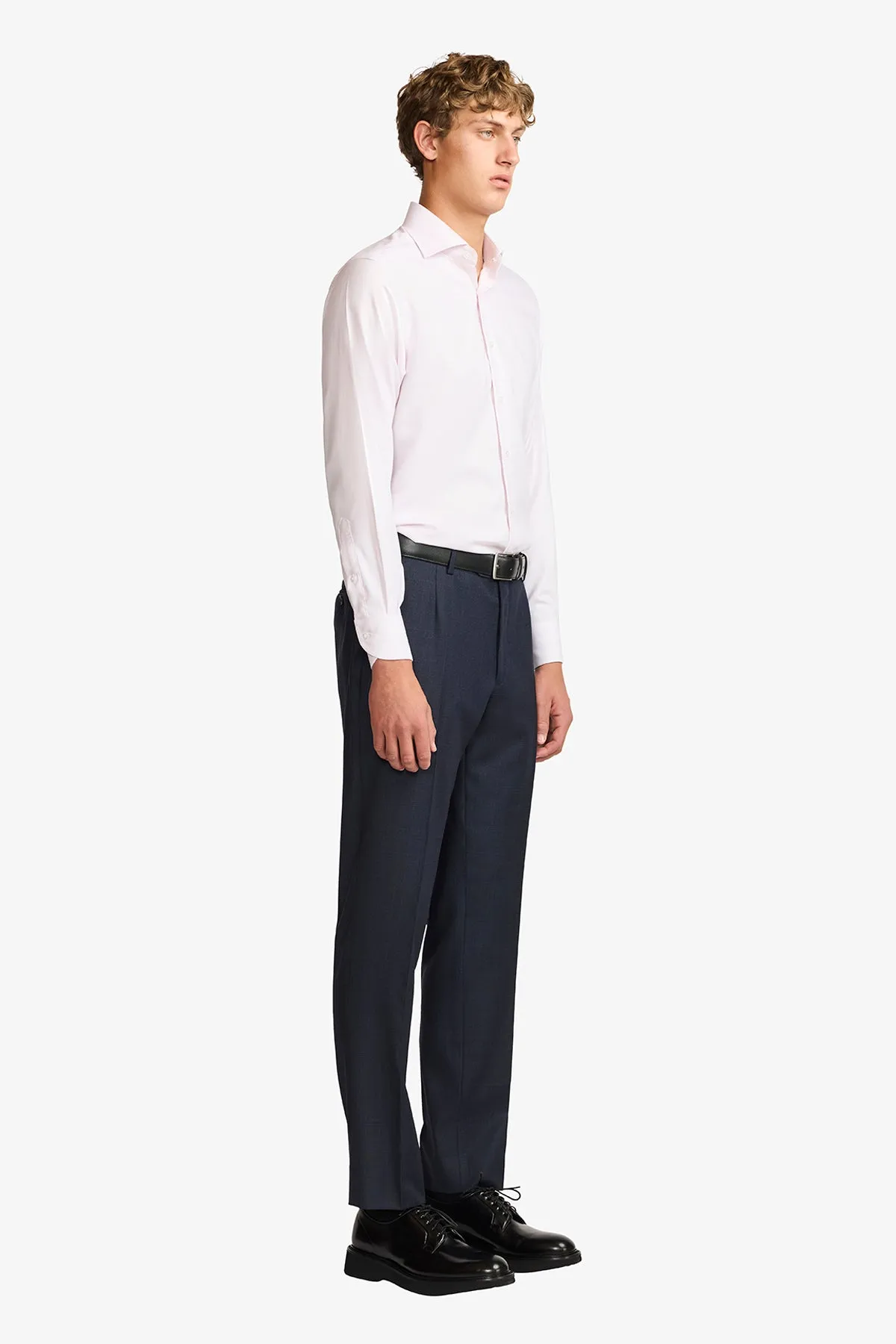 Slack trouser - Navy mulitcheck in pure wool, super 110's sold by Anthony Squires product image thumbnail 5
