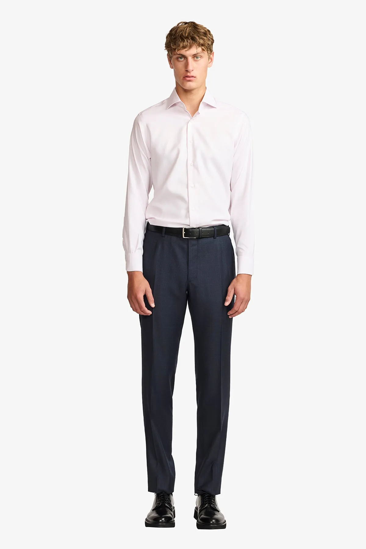 Slack trouser - Navy mulitcheck in pure wool, super 110's sold by Anthony Squires product image thumbnail 4