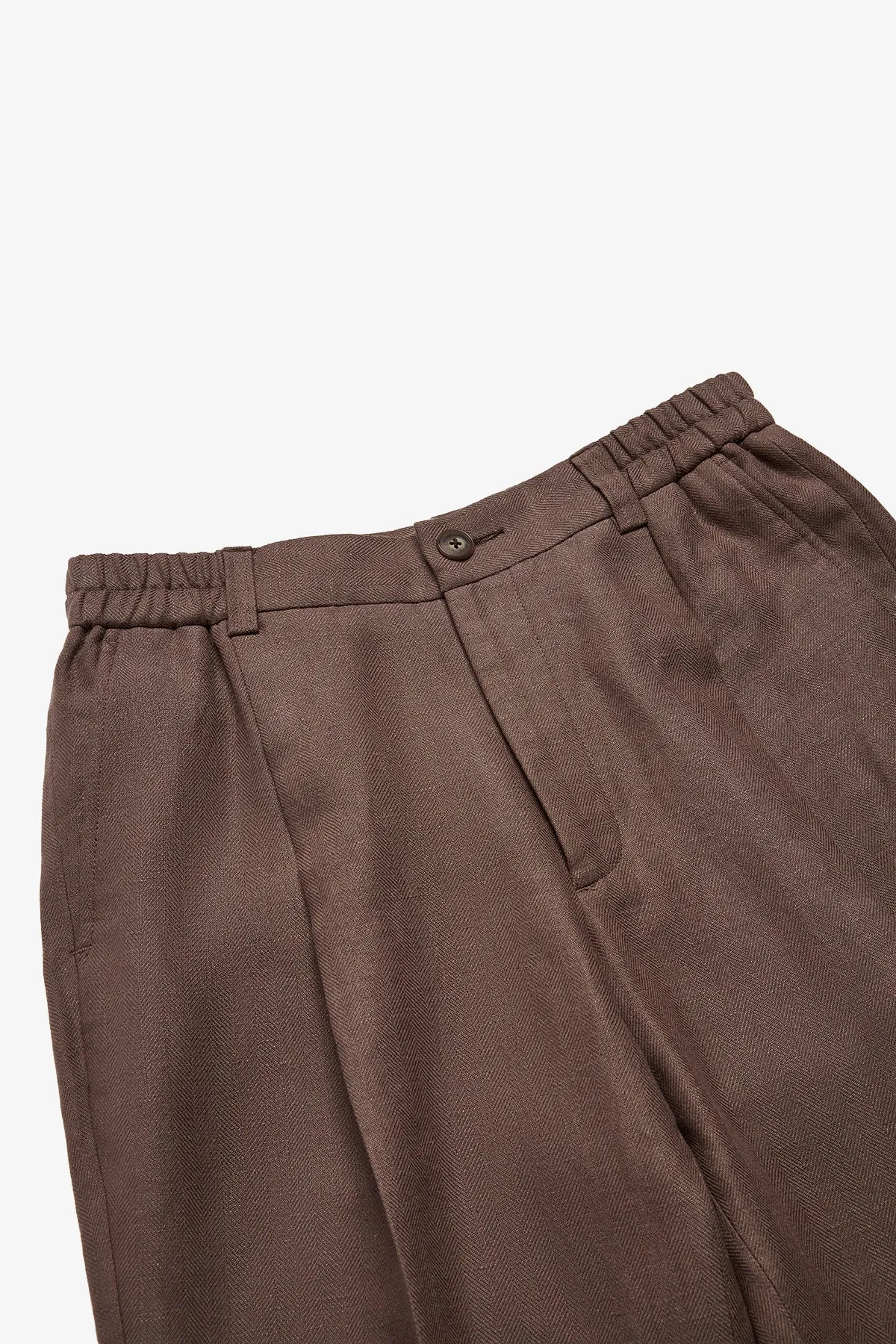 Elwin trouser - tobacco cotton/linen in herringbone sold by Anthony Squires product image thumbnail 2