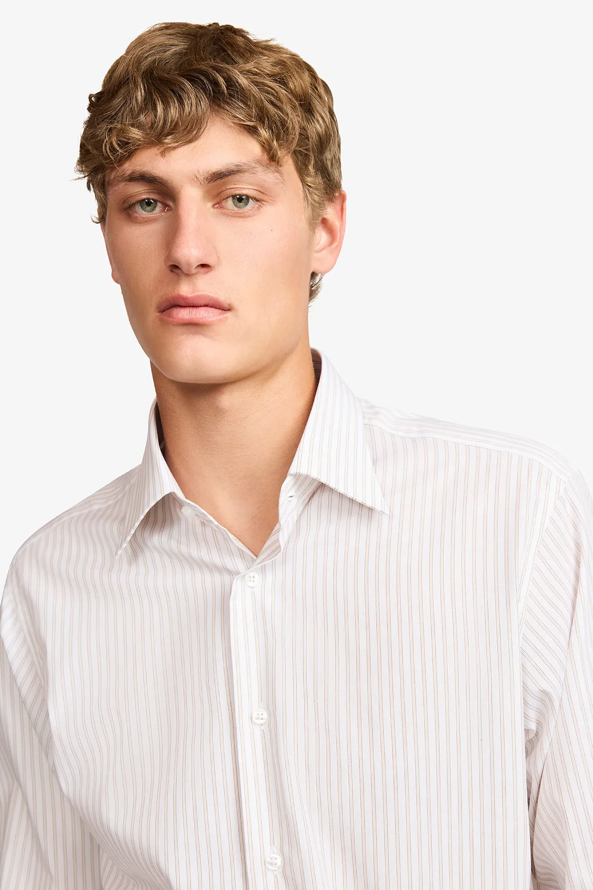 Norris formal shirt - brown stripe sold by Anthony Squires product image thumbnail 5