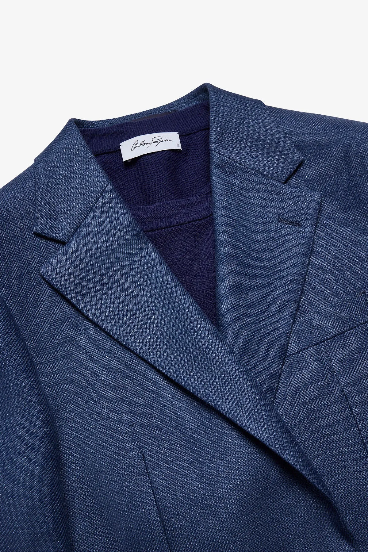 Archer blazer - Linen twill in blue with flax effect sold by Anthony Squires product image thumbnail 2