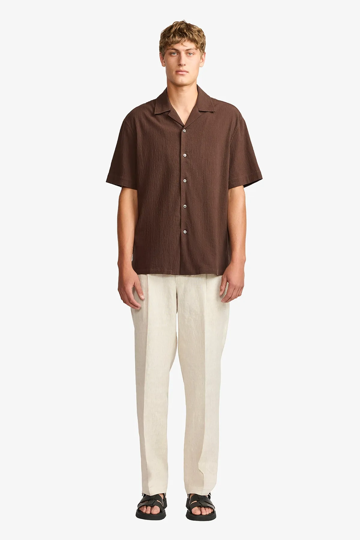 Brown seersucker S/S shirt sold by Anthony Squires product image thumbnail 5