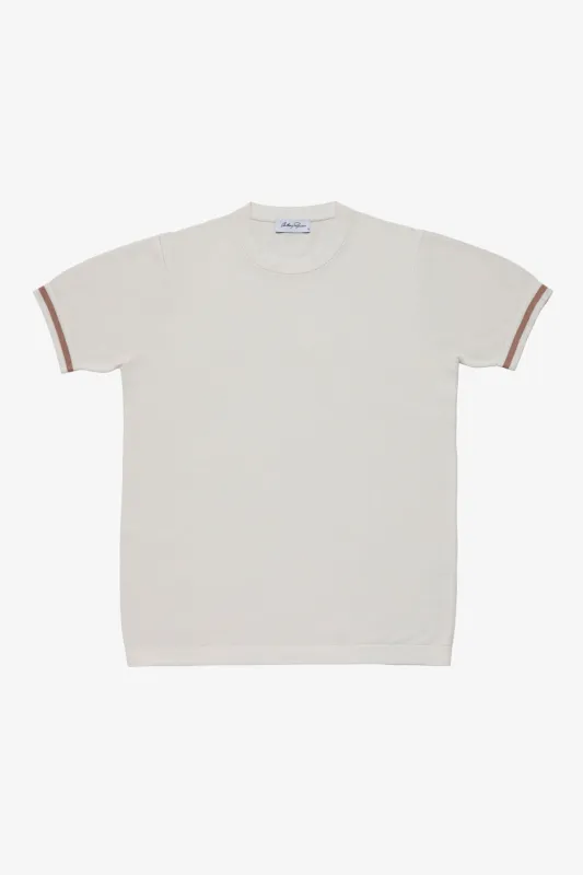Knitted crew neck tee - White supima cotton sold by Anthony Squires