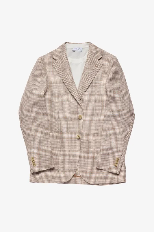 Archer blazer -Wool/linen brown heritage check sold by Anthony Squires