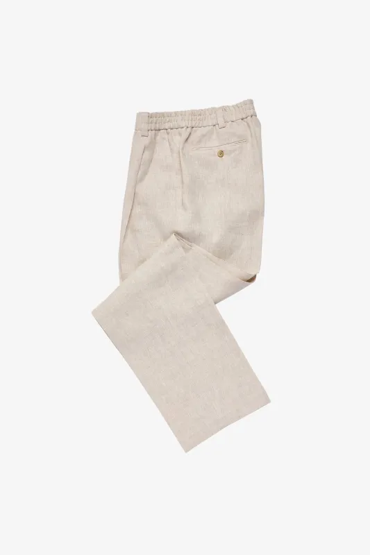 Lounge pant in sand linen sold by Anthony Squires