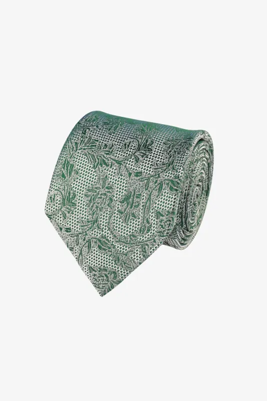 Tie - SIlk silver with floral stencil sold by Anthony Squires