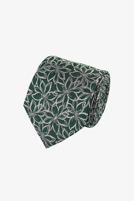 Tie - Silk black with silver florals sold by Anthony Squires