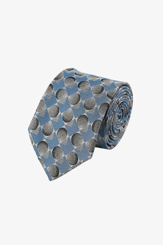 Tie - Silk blue geometric sold by Anthony Squires