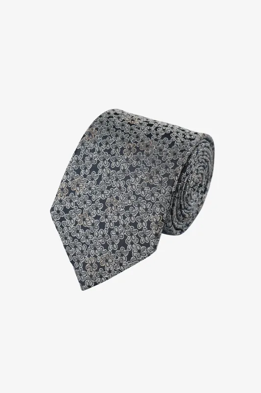 Tie - Silk navy with blue florals sold by Anthony Squires