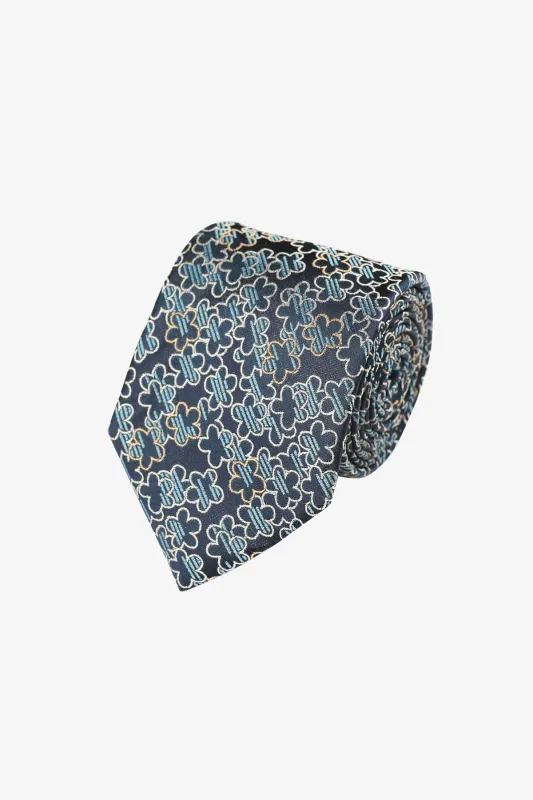 Tie - Silk navy with blue florals sold by Anthony Squires