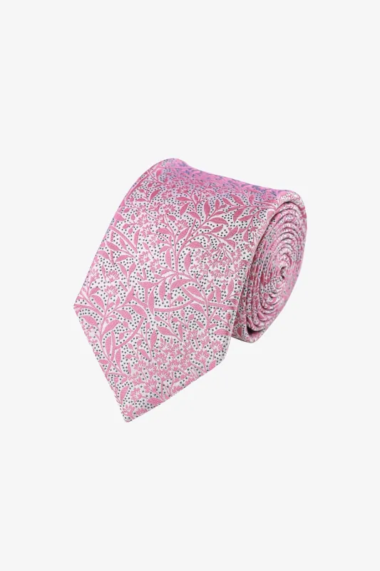 Tie - Silk light pink floral design sold by Anthony Squires