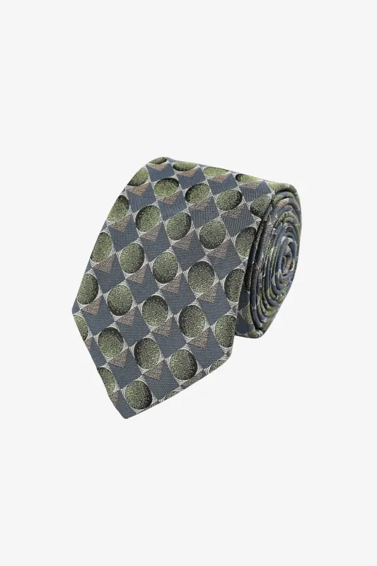Tie - Silk green geometric sold by Anthony Squires