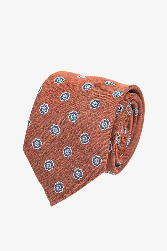 Tie - Silk florals orange sold by Anthony Squires