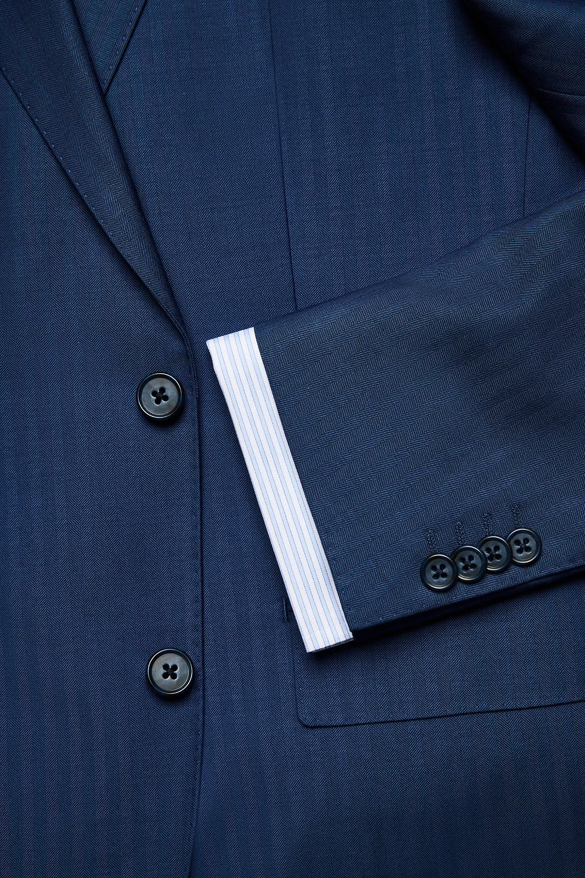 Kennedy Suit - Blue Herringbone in Pure Wool, Super 120's sold by Anthony Squires product image thumbnail 5