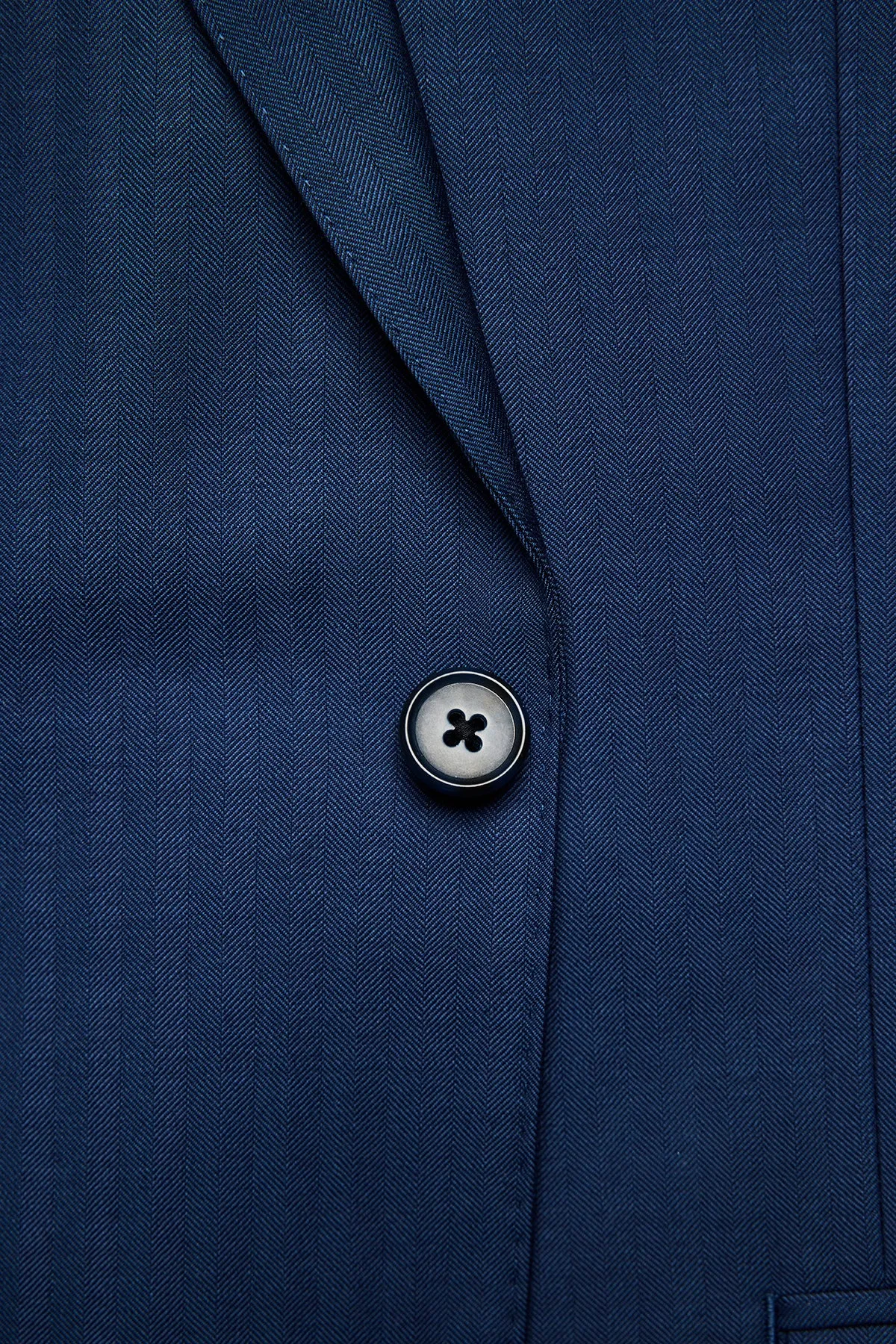 Kennedy Suit - Blue Herringbone in Pure Wool, Super 120's sold by Anthony Squires product image thumbnail 4