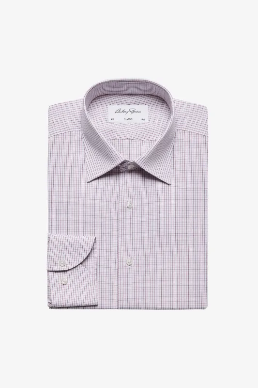 Gus Formal Shirt - Burgundy Minicheck made by Anthony Squires