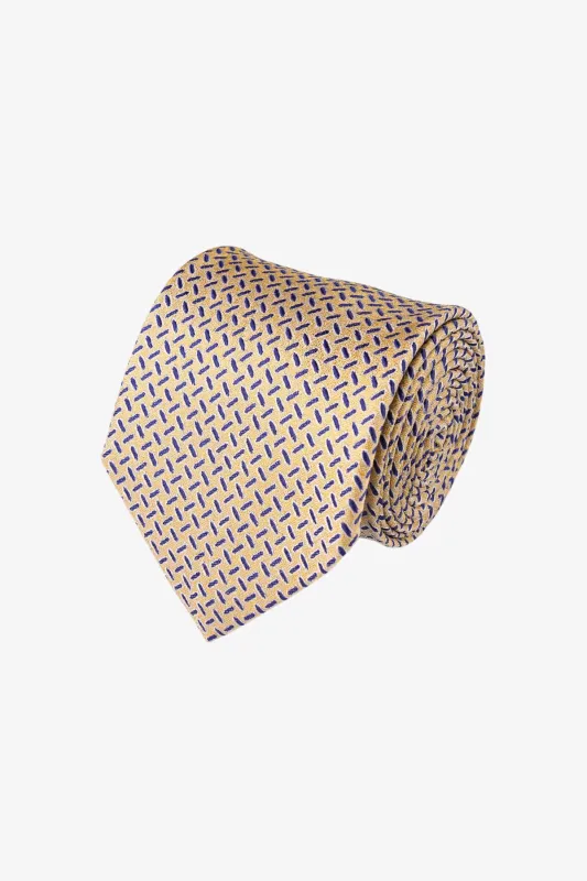 Tie - Silk Gold/Blue Pattern made by Anthony Squires