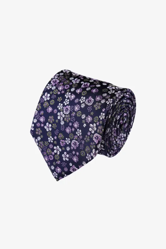 Tie - Silk Navy/Pink Florals made by Anthony Squires