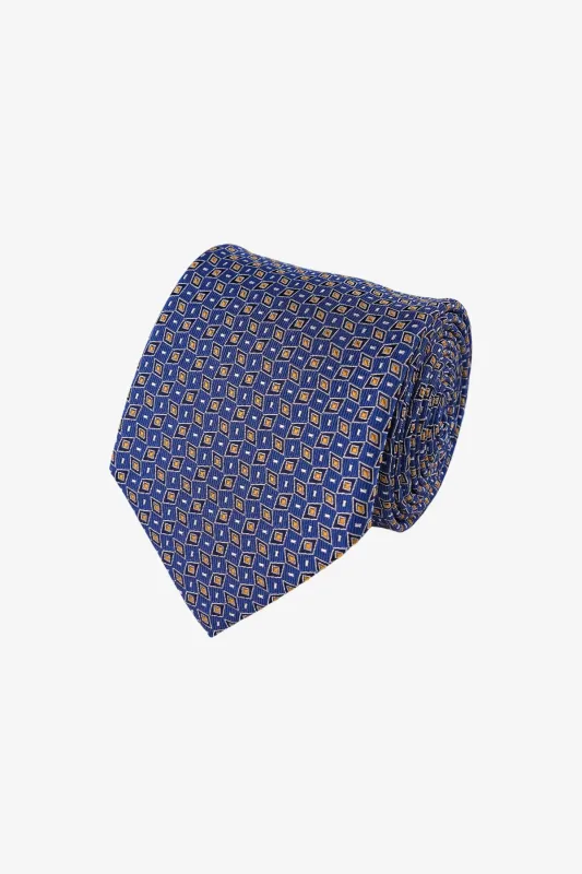 Tie - Silk Navy Geometric made by Anthony Squires