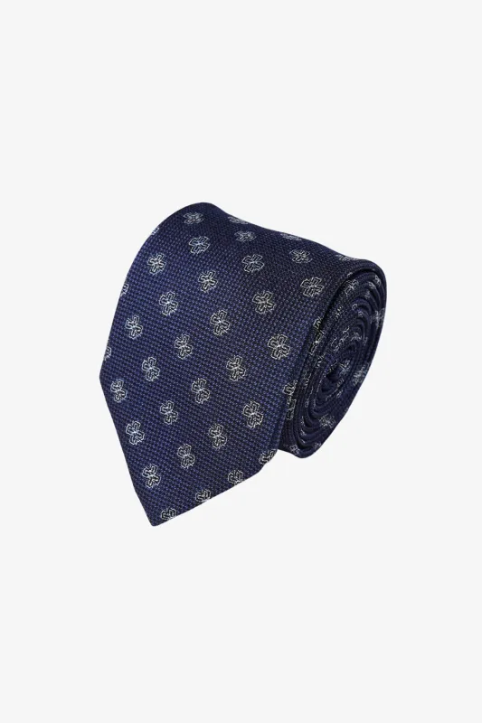 Tie - Silk & Linen Navy Pattern made by Anthony Squires