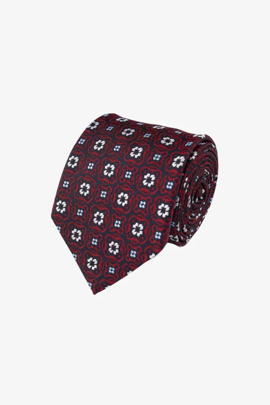 Tie - Silk Navy/Red Florals made by Anthony Squires