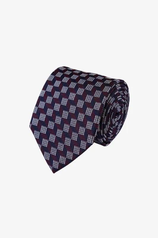 Tie - Silk Red Geometric made by Anthony Squires