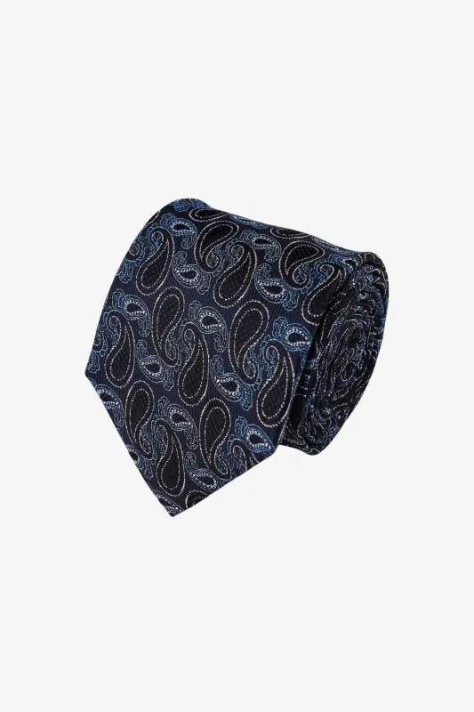 Tie - Silk Navy Paisley made by Anthony Squires