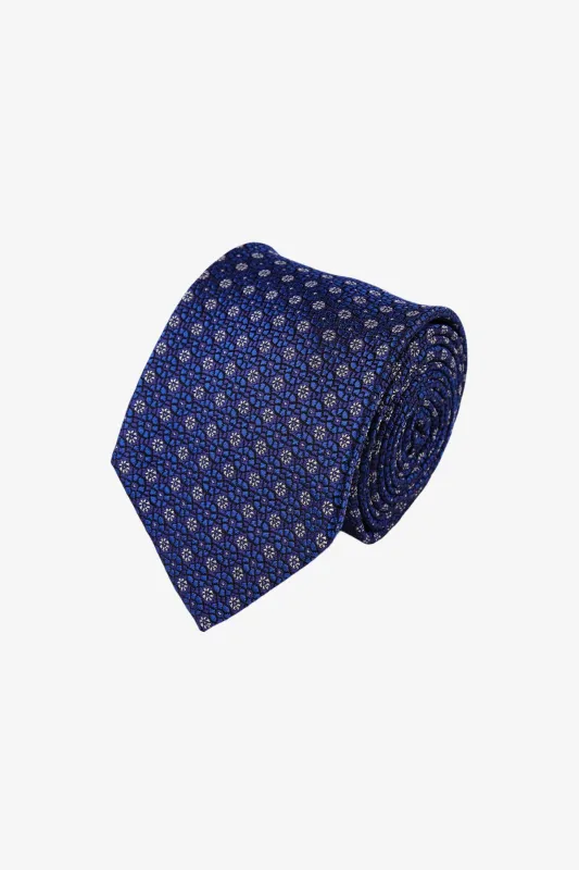 Tie - Silk Navy/Blue Floral made by Anthony Squires