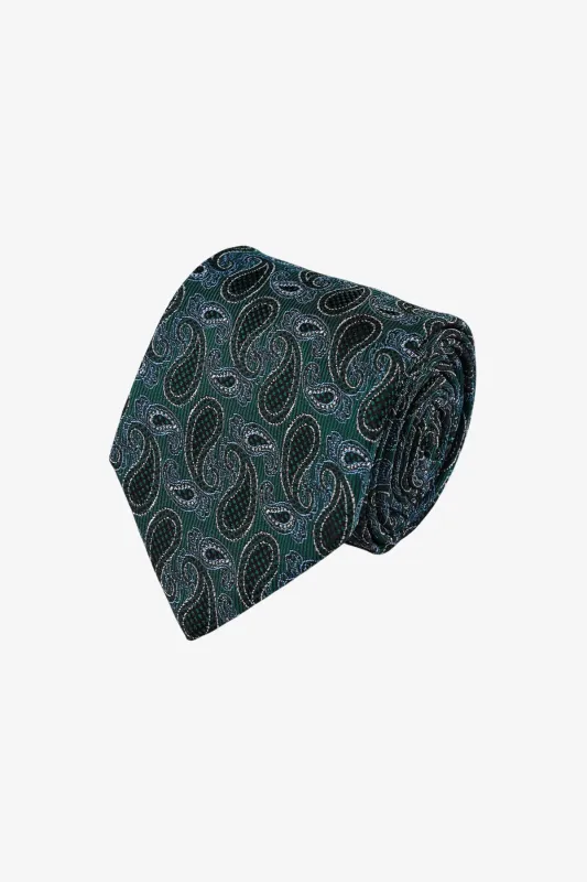 Tie - Silk Green Paisley made by Anthony Squires