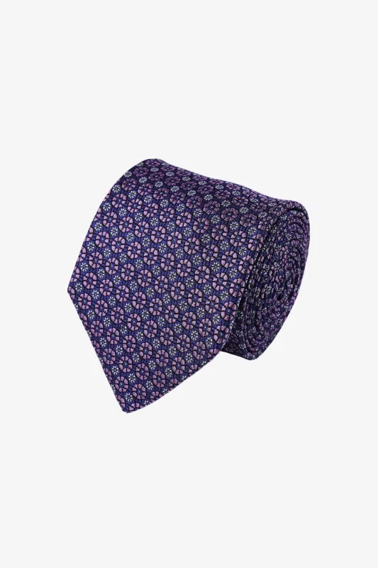 Tie - Silk Navy/Pink Floral made by Anthony Squires