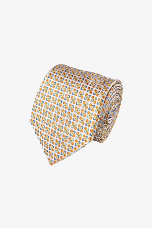 Tie - Silk Orange/Blue Pattern made by Anthony Squires