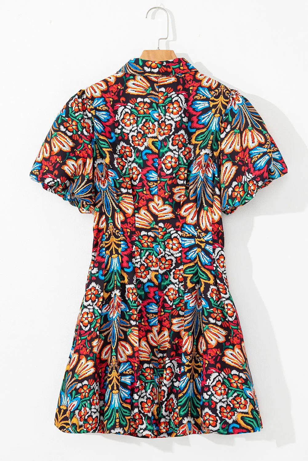 Multicolour Floral Puff Short Sleeve Shirt Mini Dress sold by Beagle Boutique product image thumbnail 5