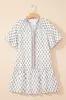 Pink Floral Print Bubble Sleeve Neck Tie Ruffled Dress sold by Beagle Boutique